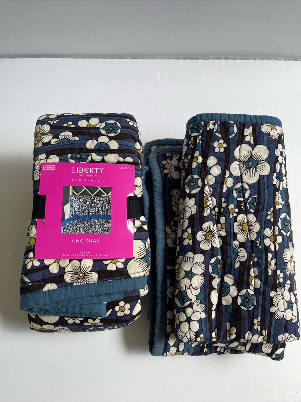Two Liberty of London for Target Floral King Shams - Navy Blue, White, Yellow